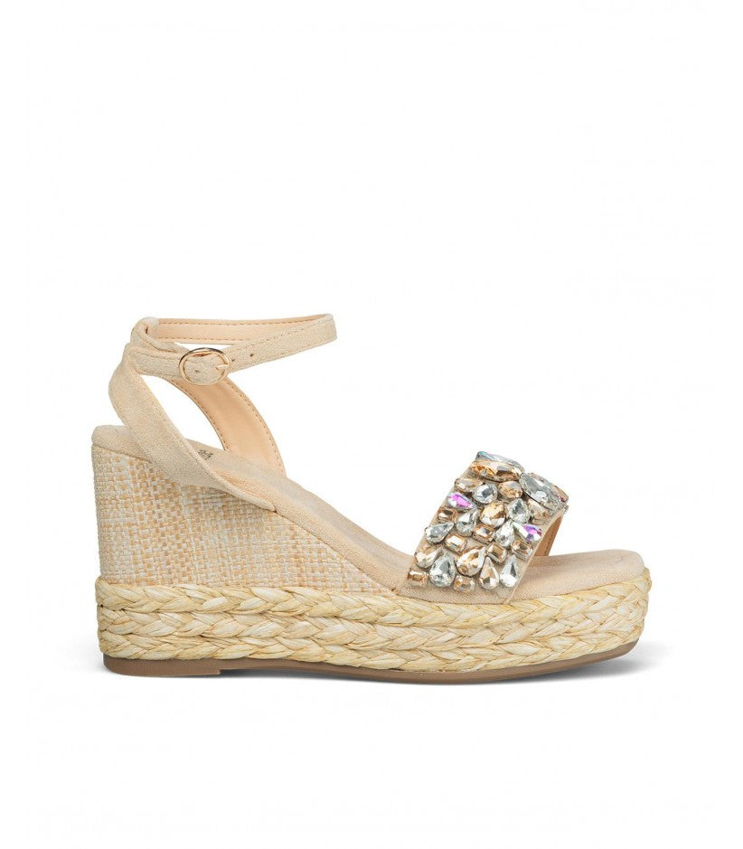 Zeppe con strass beige