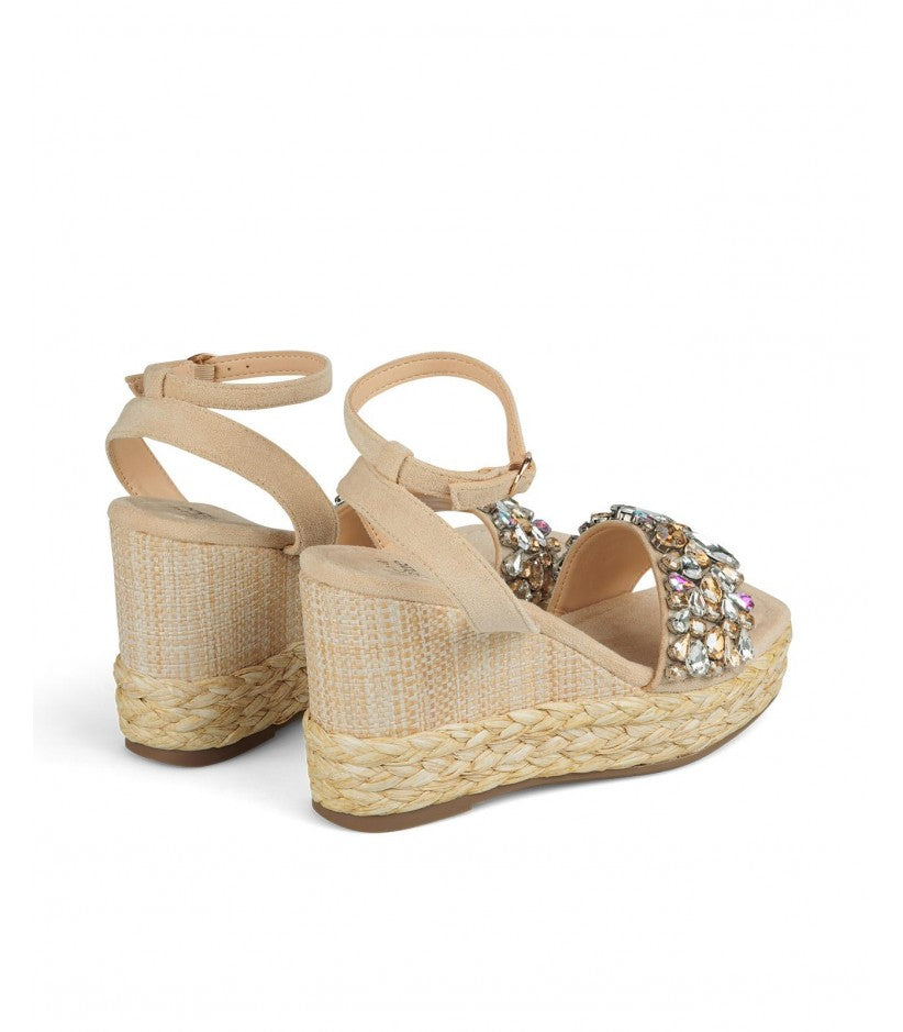 Zeppe con strass beige