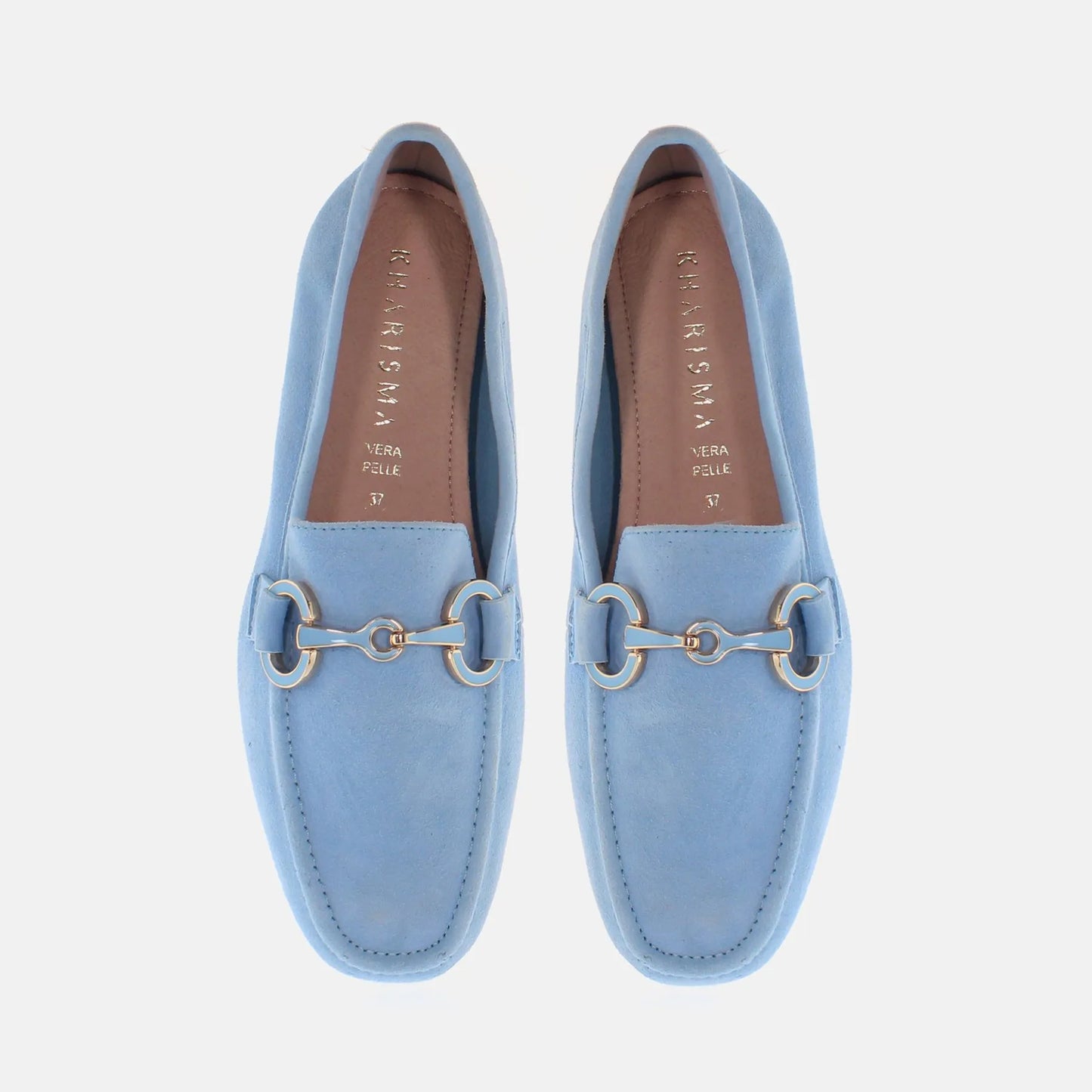 Mocassino camoscio azzurro