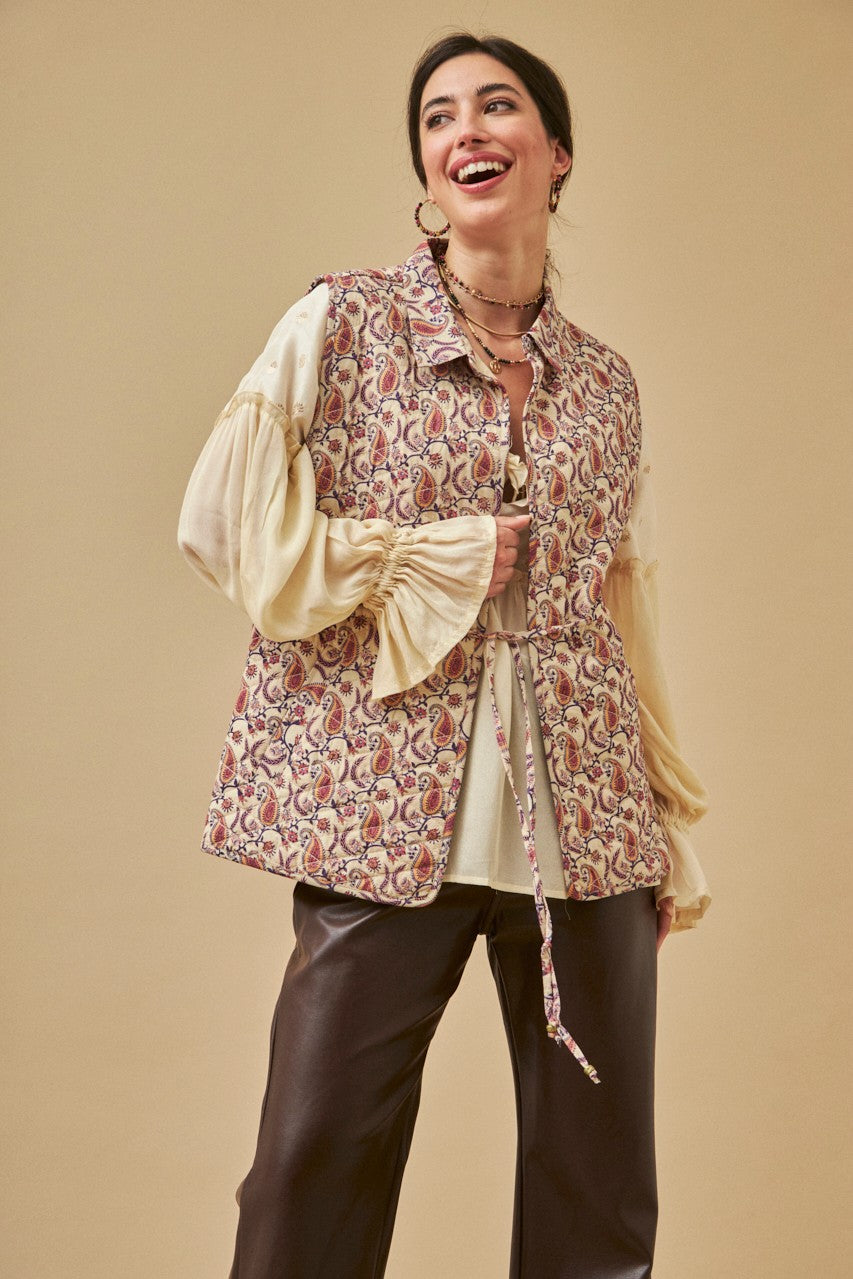 Gilet imbottito floreale