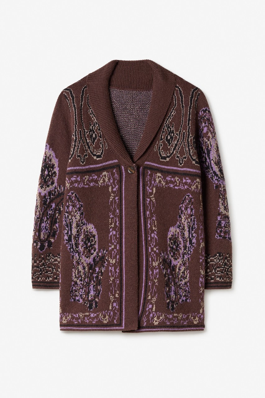 Cardigan etnico in lurex