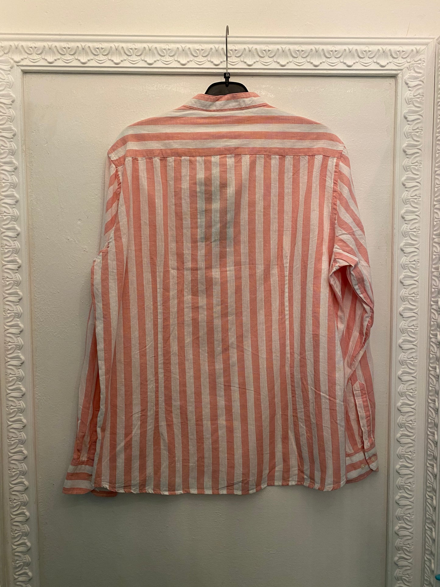 Camicia in lino a righe salmone