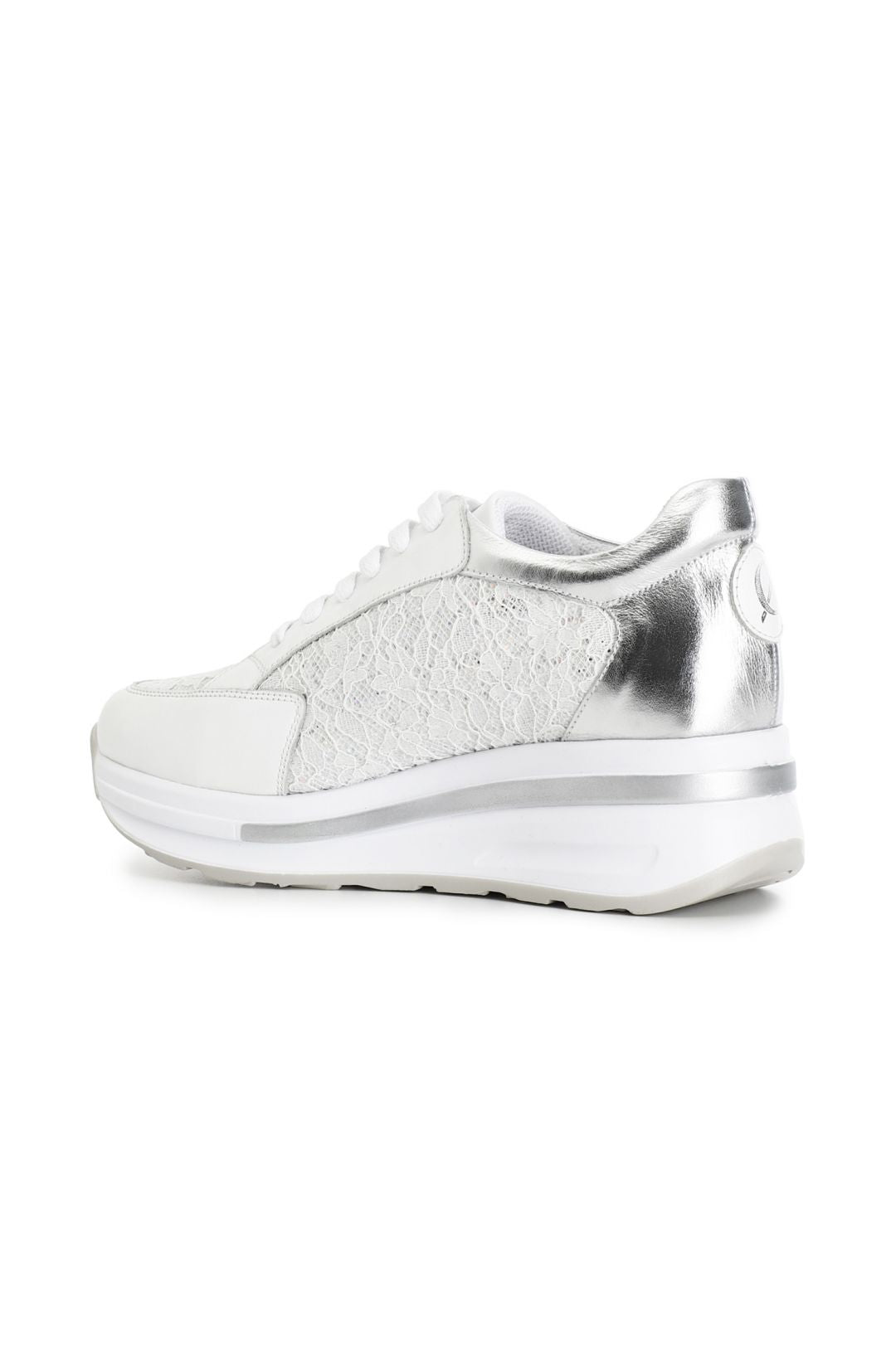 Sneakers argento in pizzo