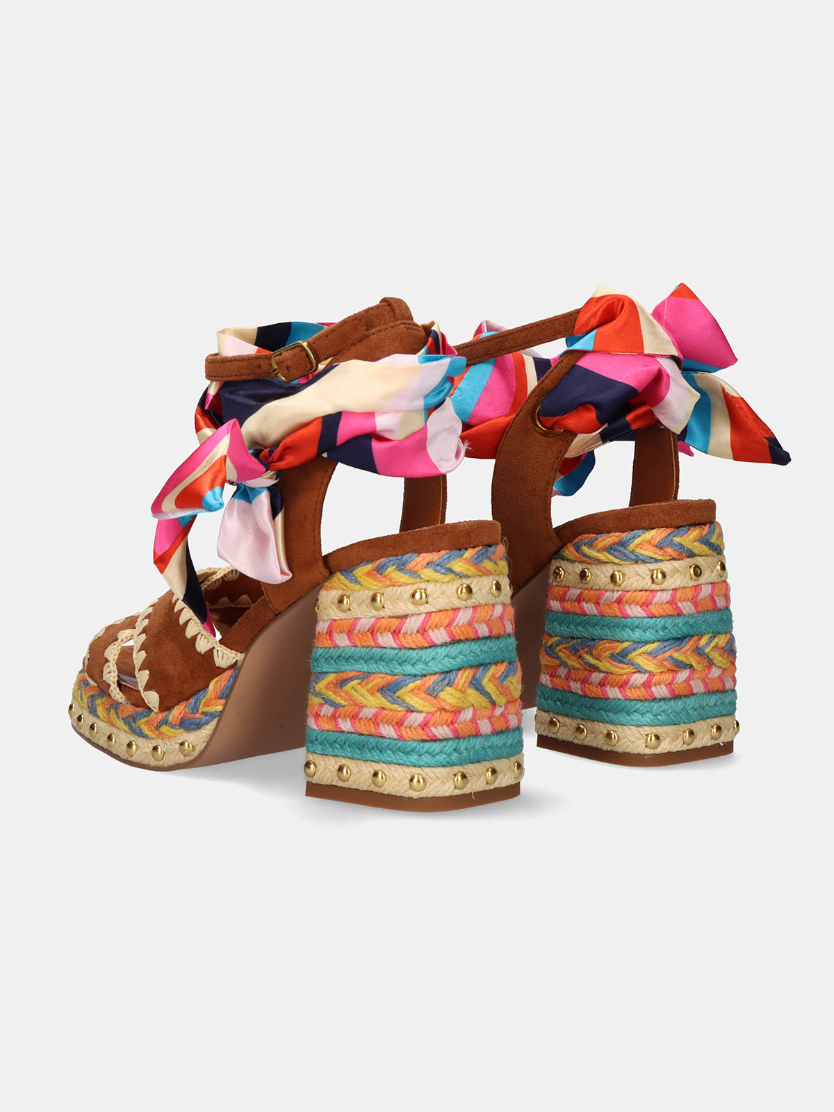 Sandalo a zeppa con tacco multicolor