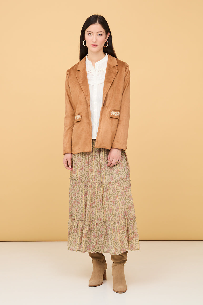 Blazer in camoscio ricamato