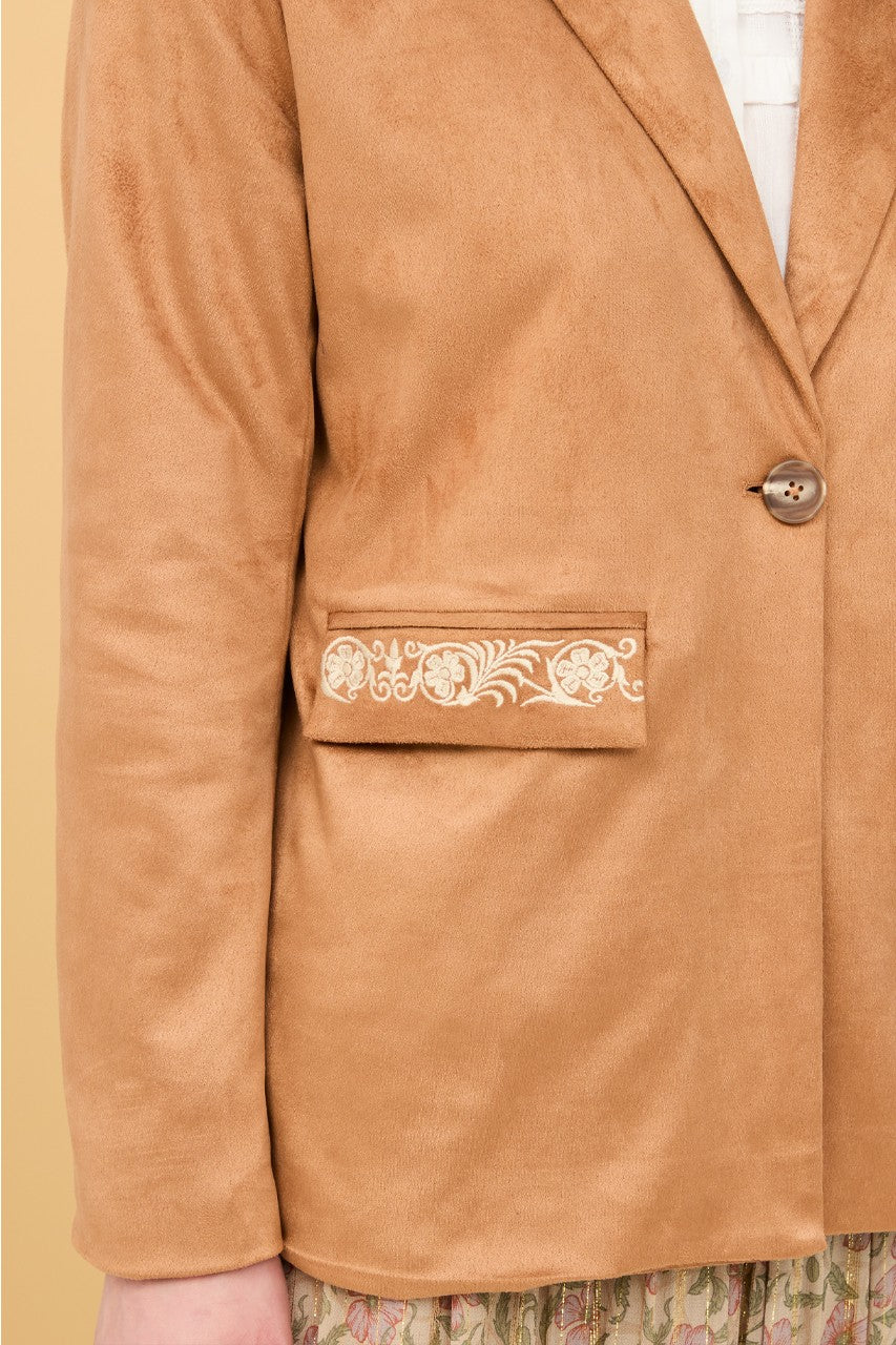 Blazer in camoscio ricamato