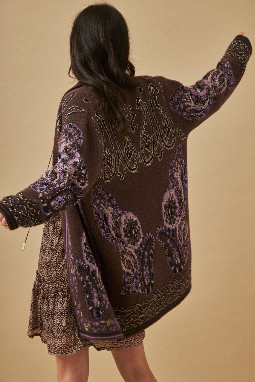 Cardigan etnico in lurex