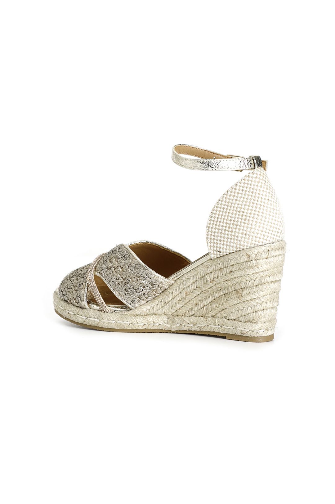 Sandalo con zeppa e strass