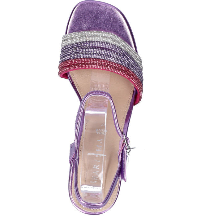 Sandali strass sfumati fucsia
