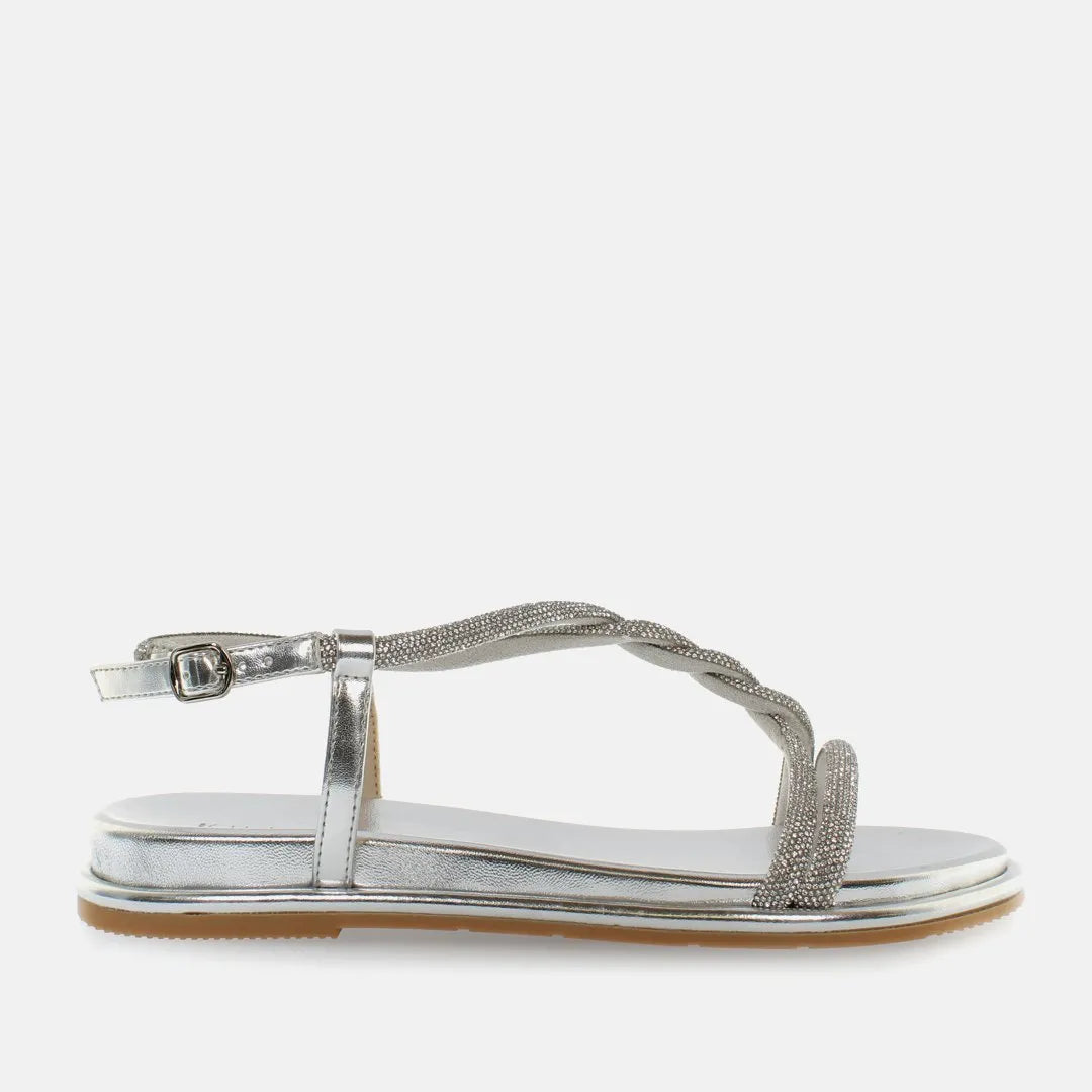 Sandalo treccia argento