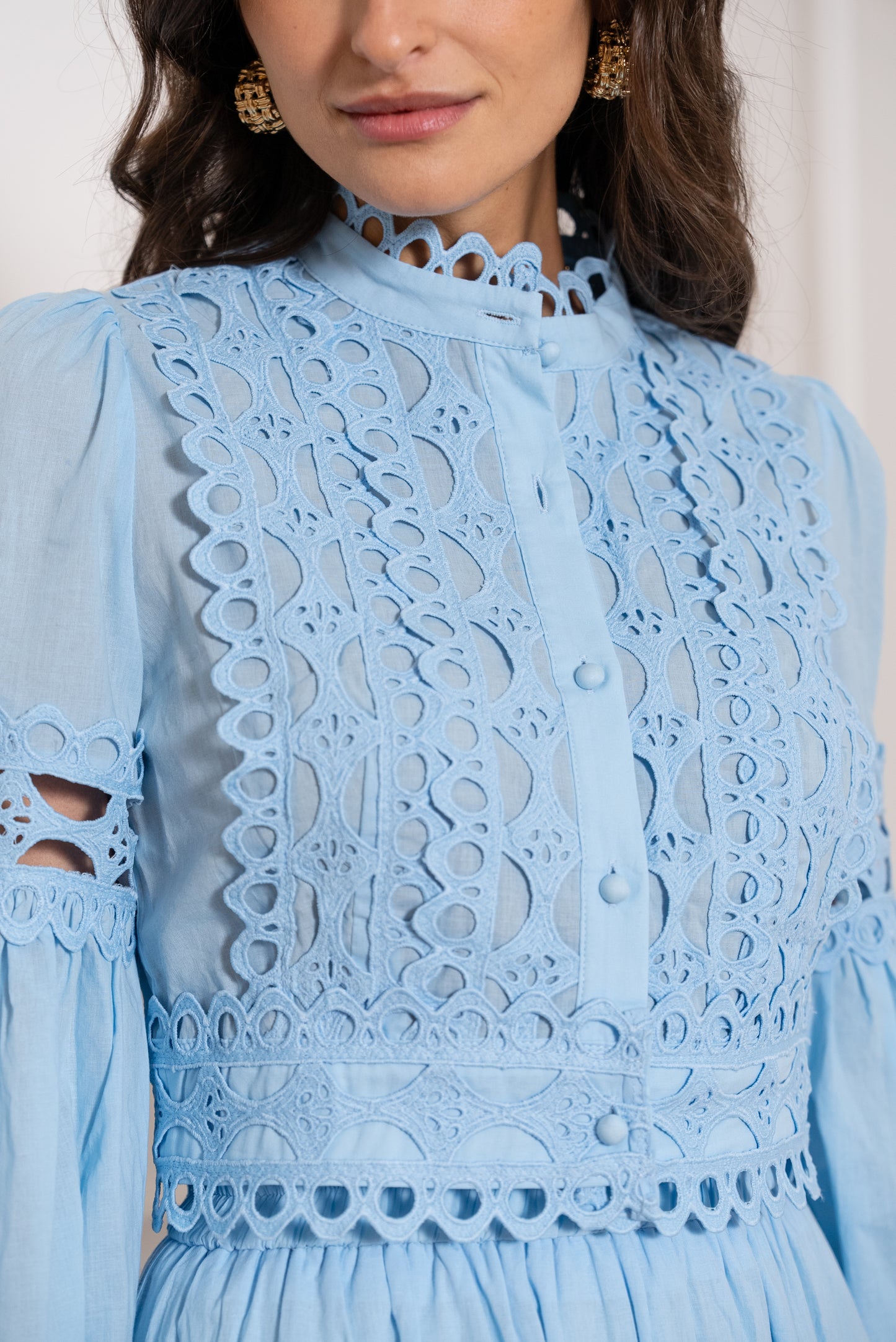 Camicia corta boho azzurra