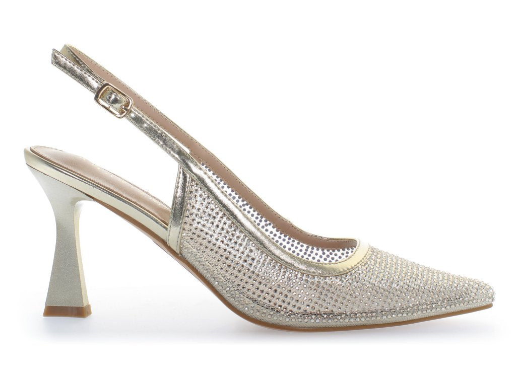Slingback argento brillantini