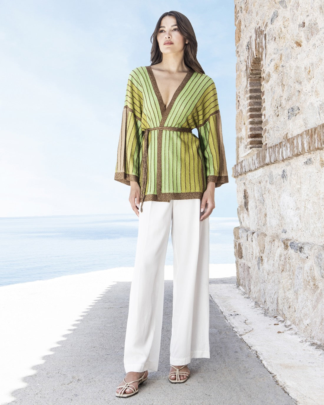Cardigan in maglia a righe