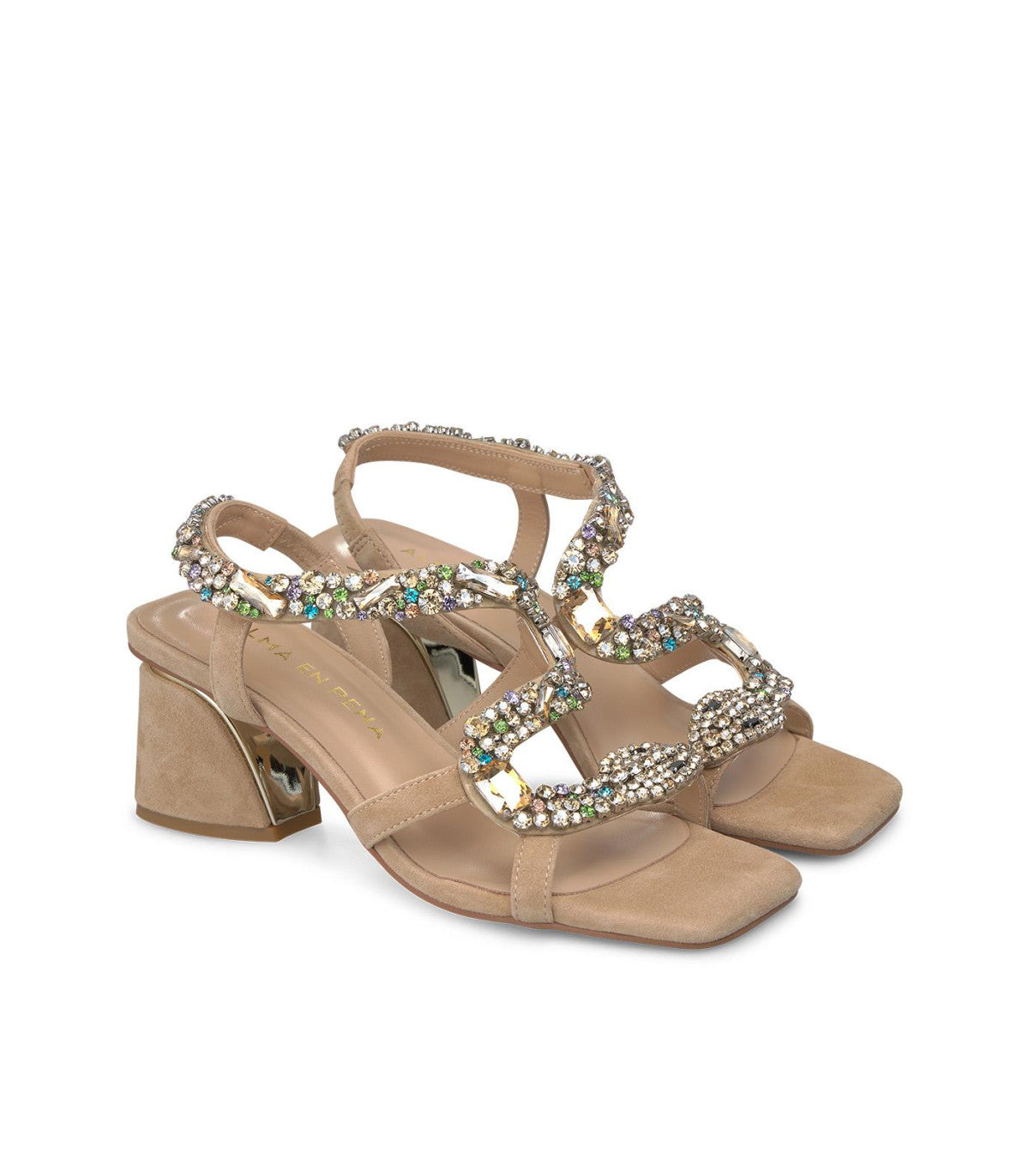 Sandalo Snake tacco beige