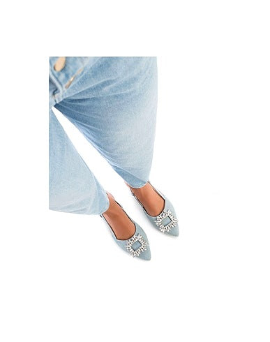 Ballerina jeans fibbia strass