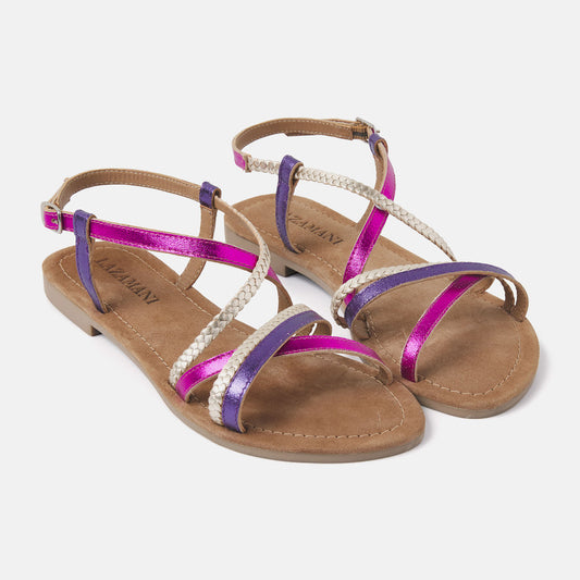 Fuchsia crossed sandal 