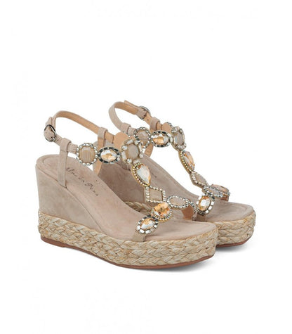 Zeppa con pietre beige