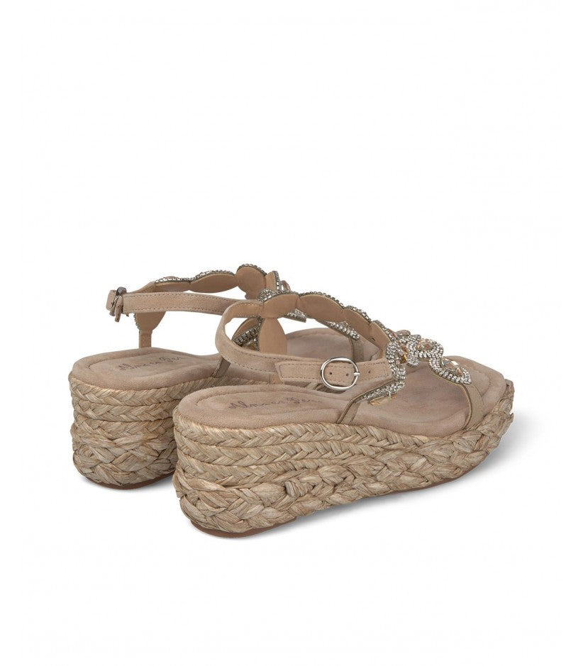 Zeppa media con strass beige