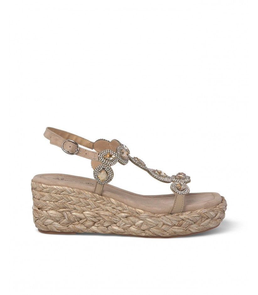 Zeppa media con strass beige