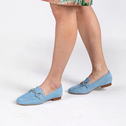 Mocassino camoscio azzurro