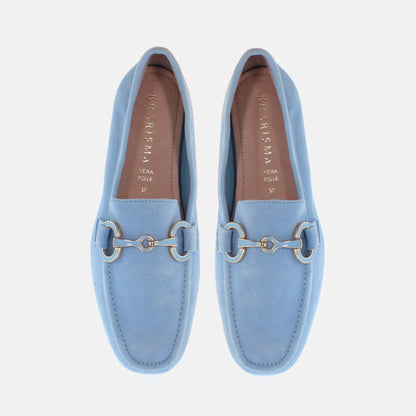Mocassino camoscio azzurro