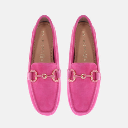 Mocassino camoscio fuxia