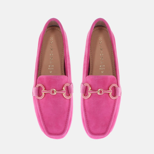Mocassino camoscio fuxia