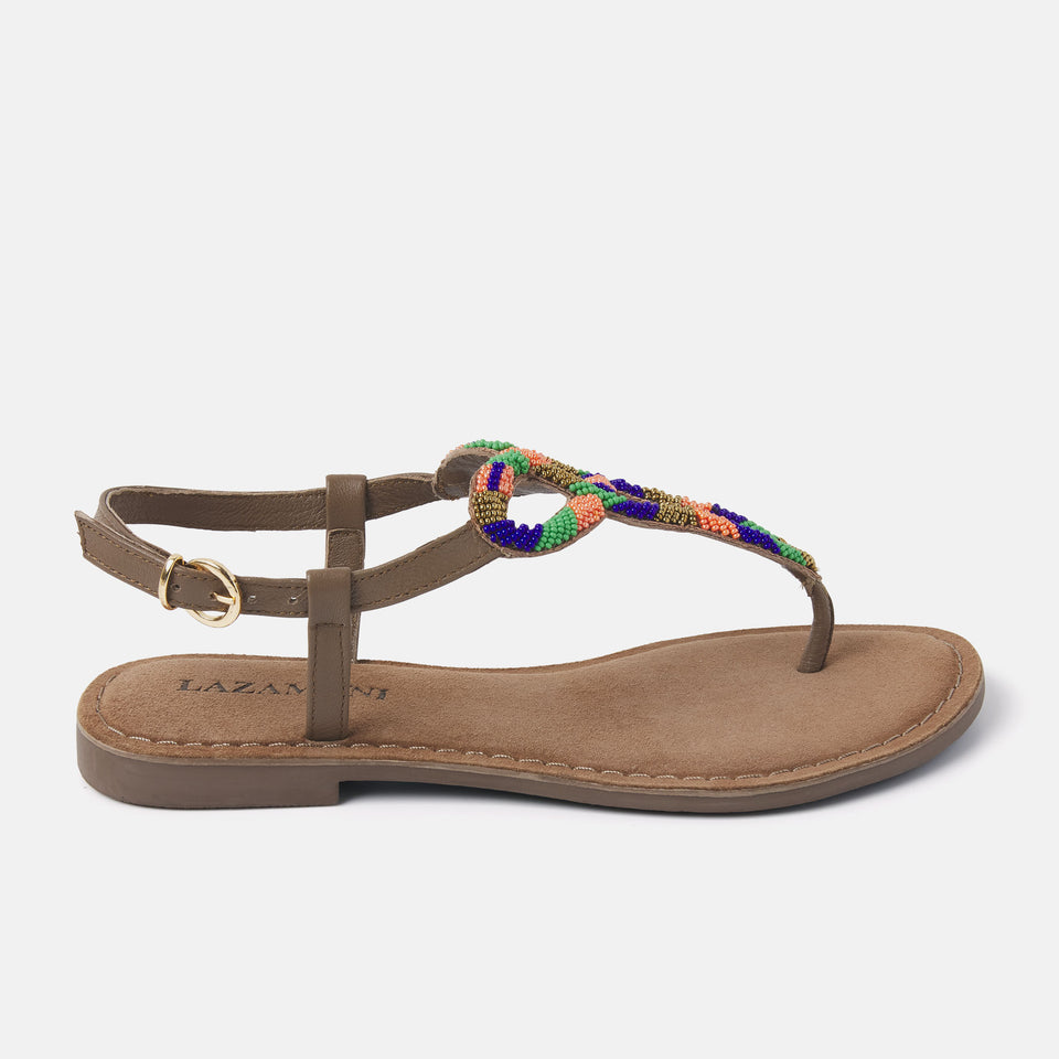 Multicolor braided thong sandals 