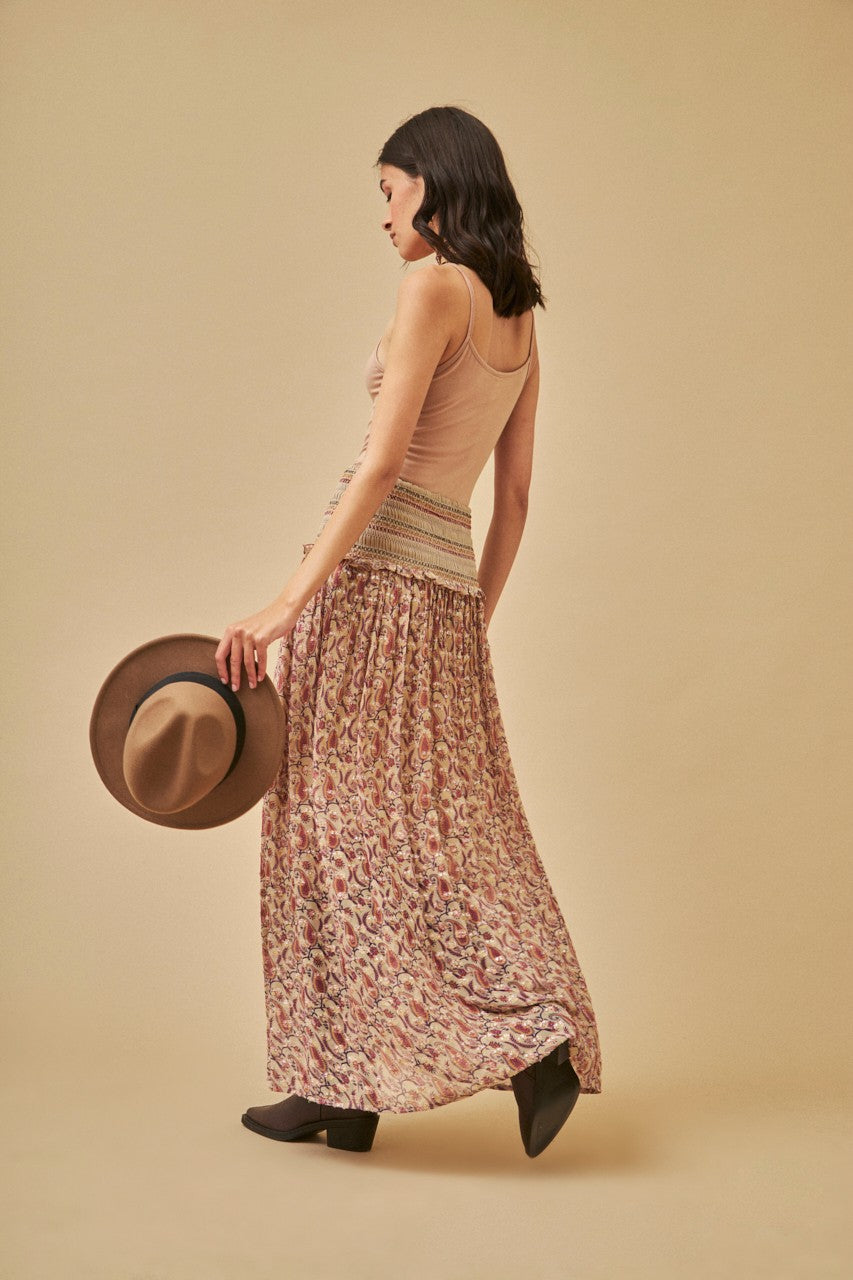 Long floral print skirt