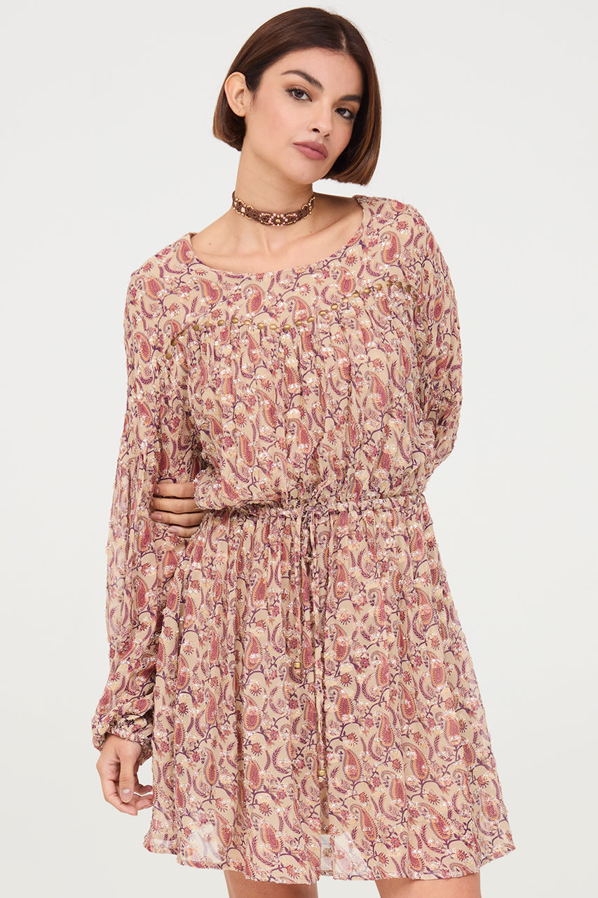Floral and lurex print dress