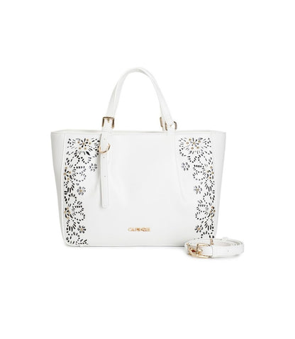 Borsa bianca decorata a laser