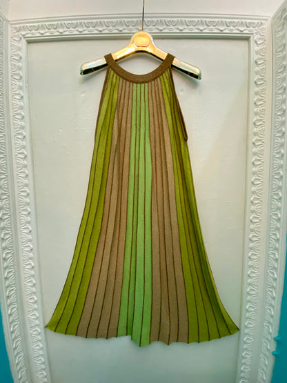 Abito corto in maglia turchese oro