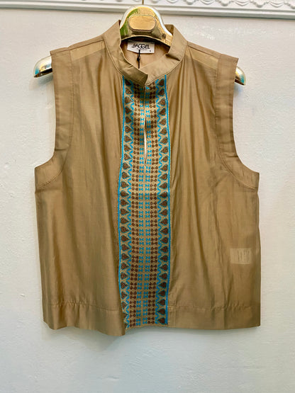 Top turchese con dettagli in maglia lurex