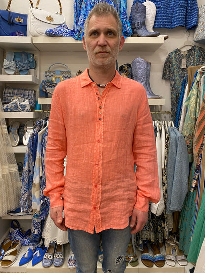 Camicia in lino salmone