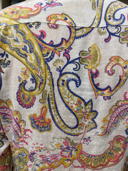 Camicia in lino paisley multicolor