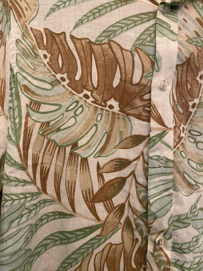 Camicia in lino foglie