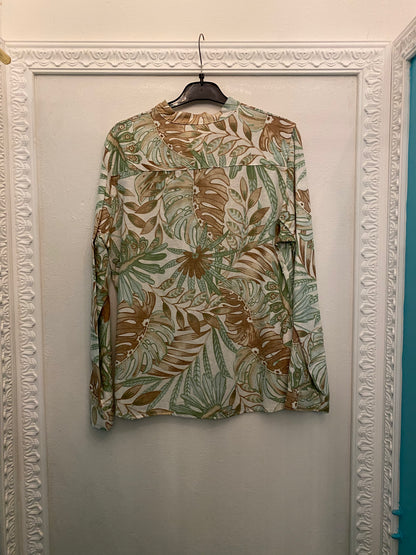 Camicia in lino foglie