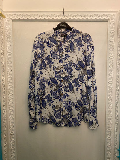 Camicia in lino fantasia blu