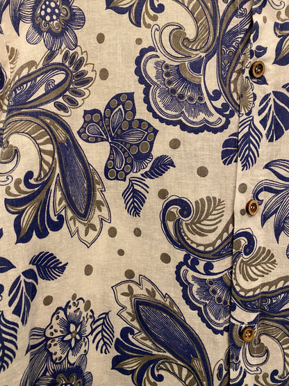 Camicia in lino fantasia blu