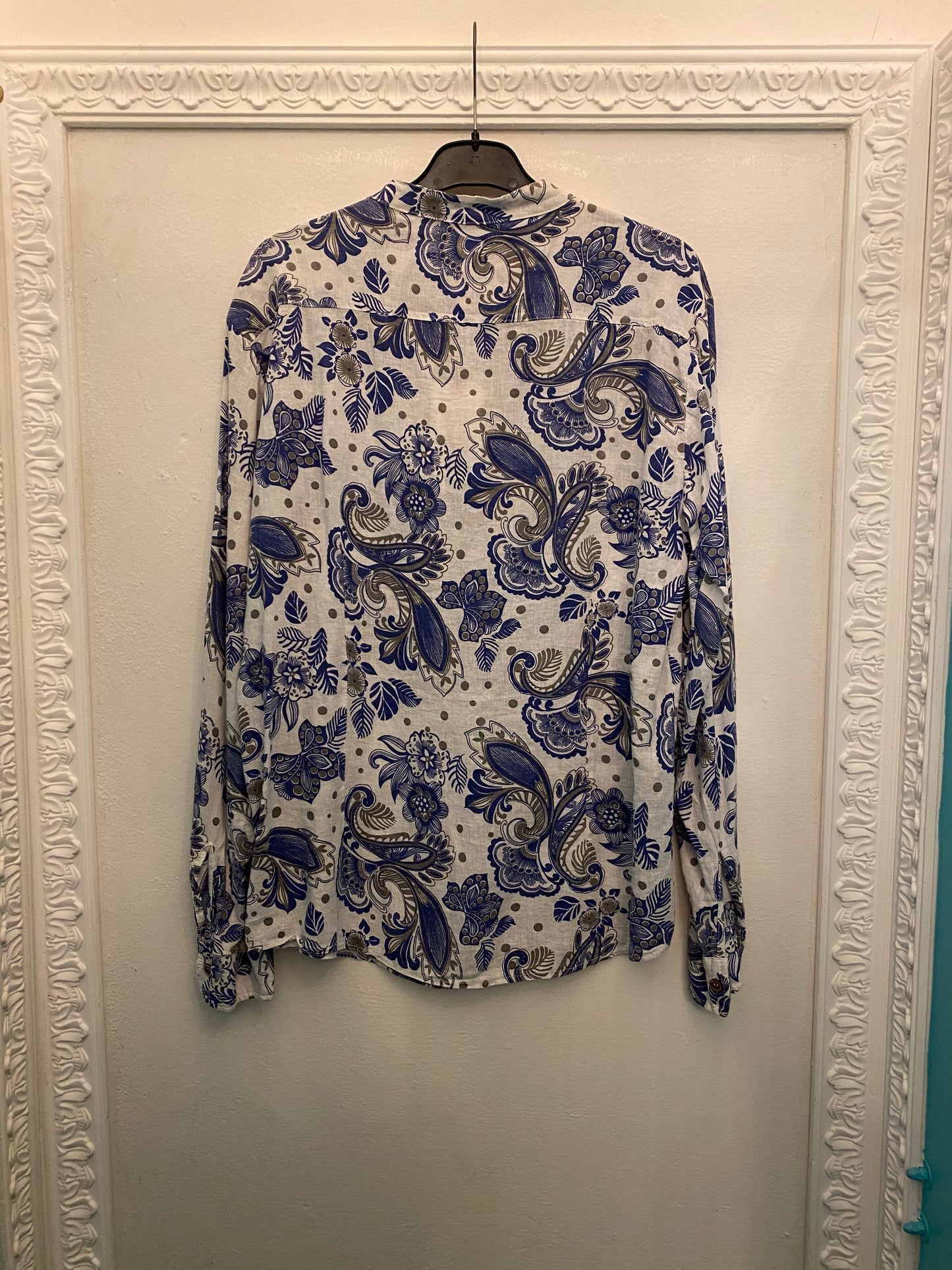 Camicia in lino fantasia blu