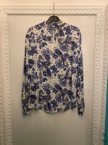 Camicia in lino fantasia blu