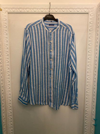 Camicia a righe larghe turchese