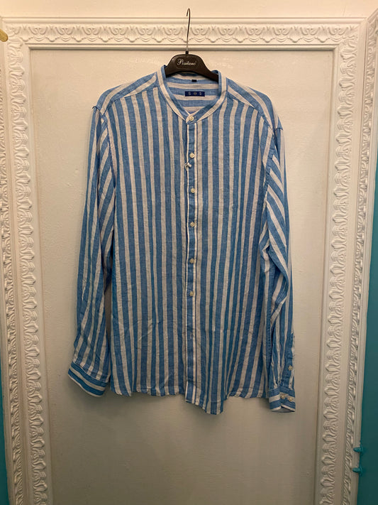Camicia a righe larghe turchese