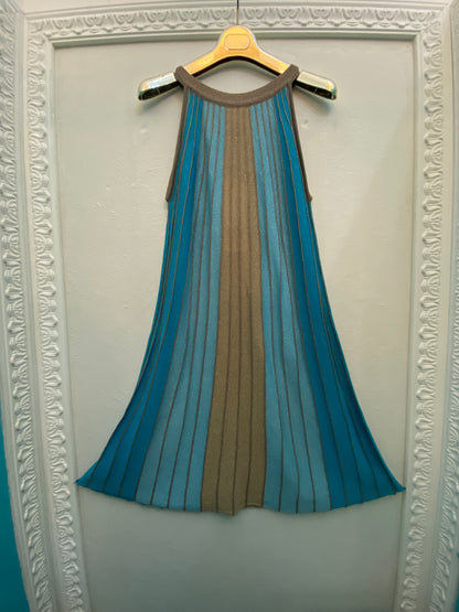 Abito corto in maglia turchese oro