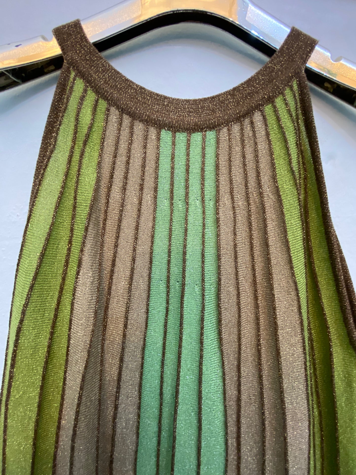 Abito corto in maglia turchese oro