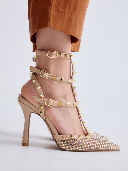 Decolte’  beige borchie e strass