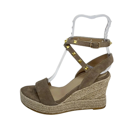 Zeppa in pelle scamosciata taupe