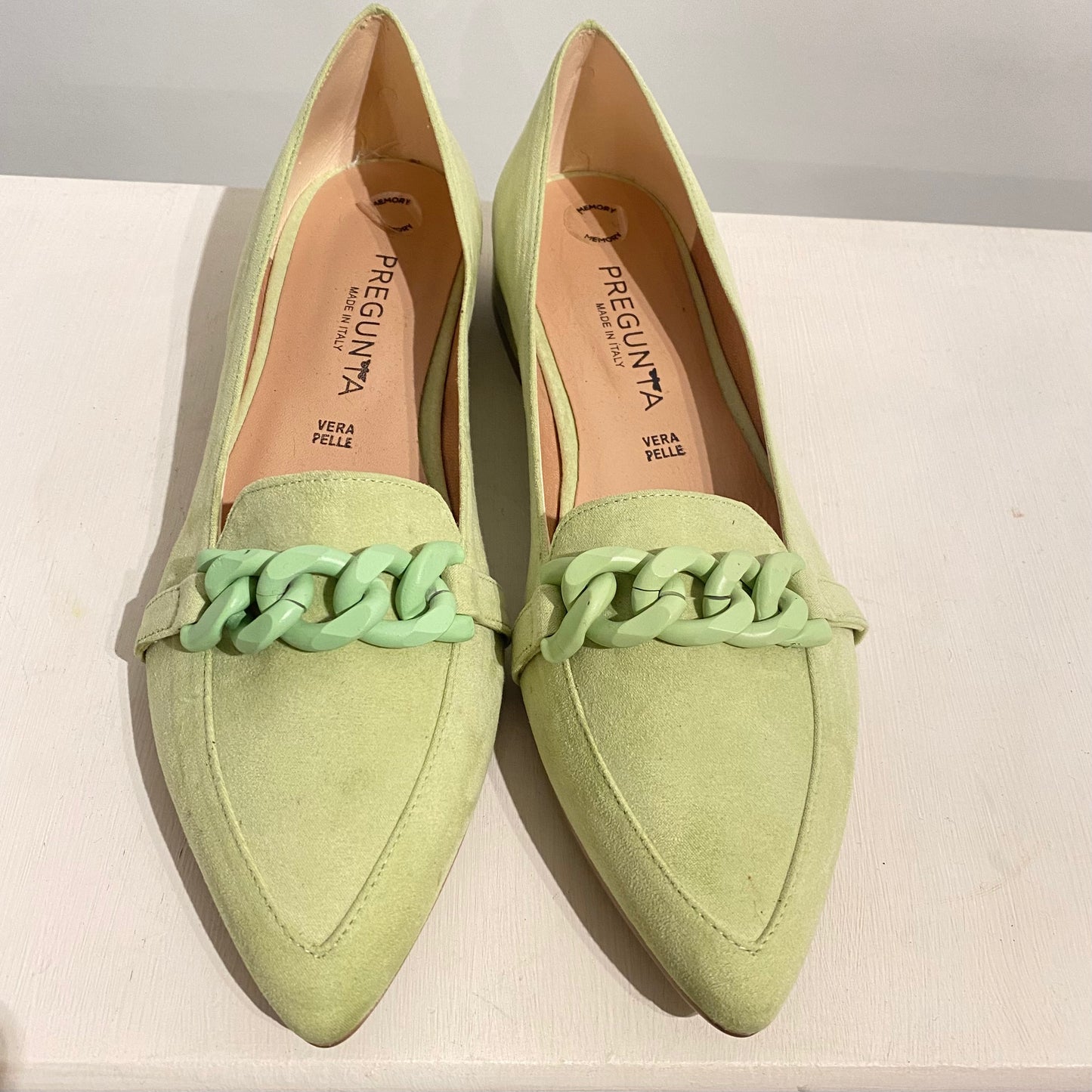 Mocassino in pelle verde lime