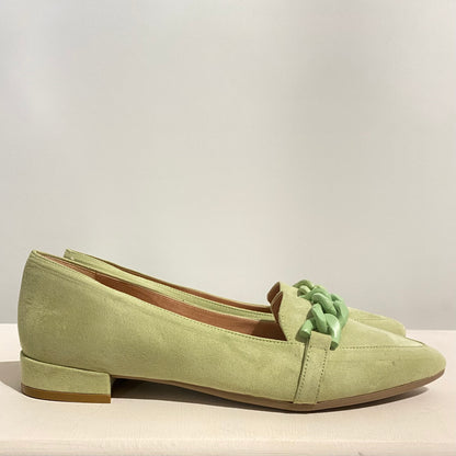 Mocassino in pelle verde lime