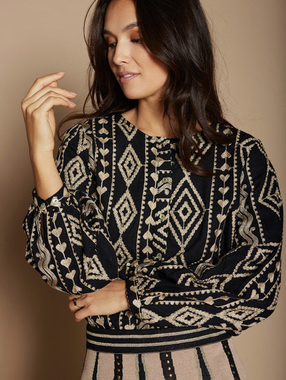 Blusa in tessuto ricamato